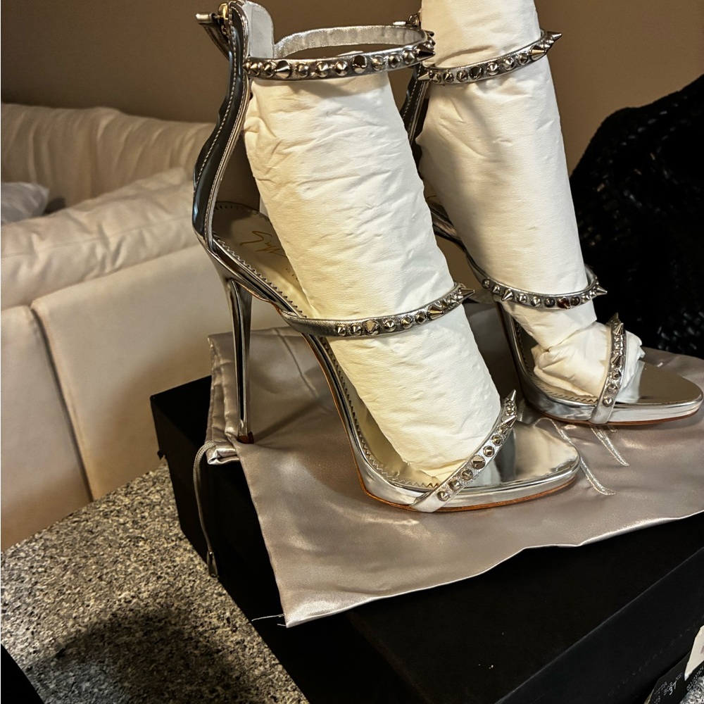 Giuseppe Zanotti Metallic Silver Heels